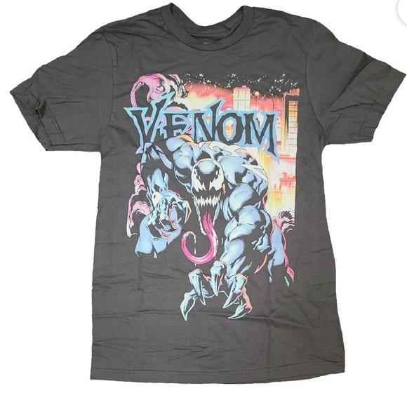 Marvel Venom City Aflame Gray Graphic T-Shirt - Picture 1 of 3